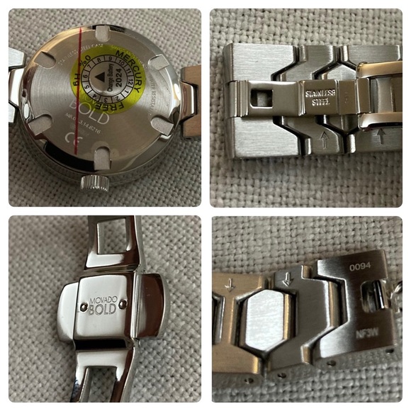 Movado Bold Silver Stainless Steel Watch Rose Gold Dial Quartz 3600381 Gift Box - Picture 12 of 16